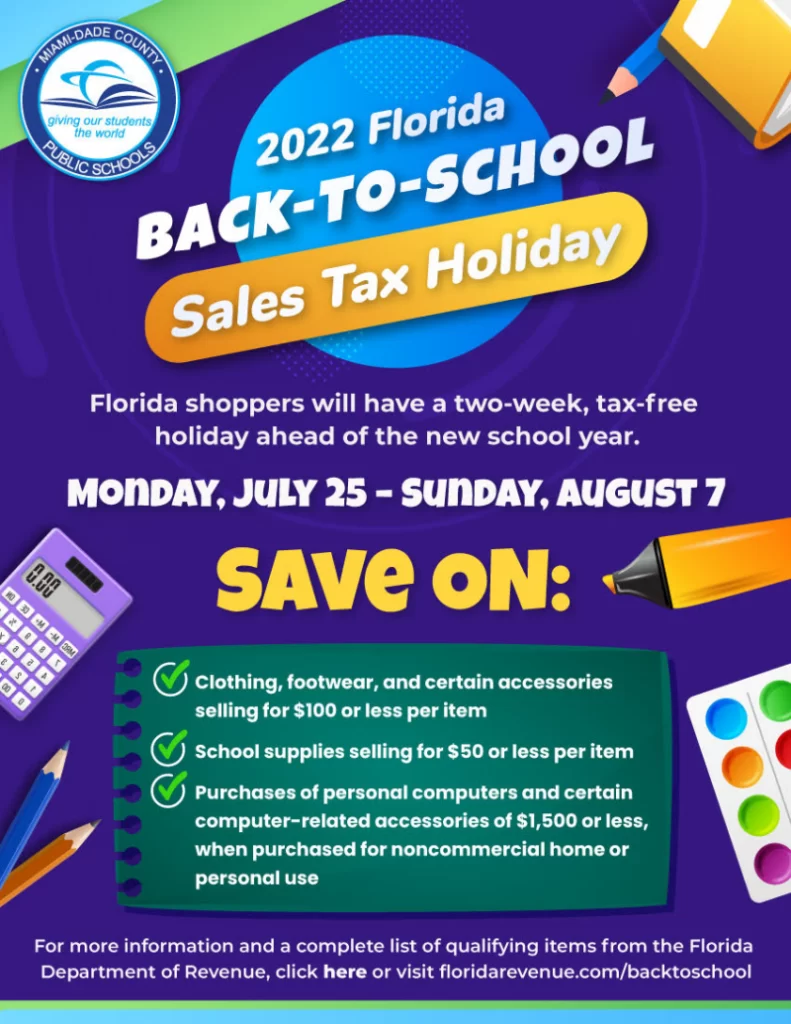 2022 Florida Back-to-School Sales Tax Holiday